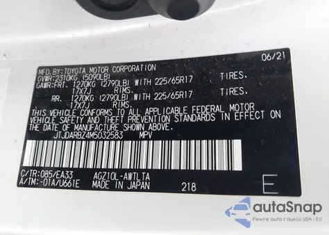 2021 Lexus Nx 300 z USA, uszkodzony, nr VIN JTJDARBZ4M5032583